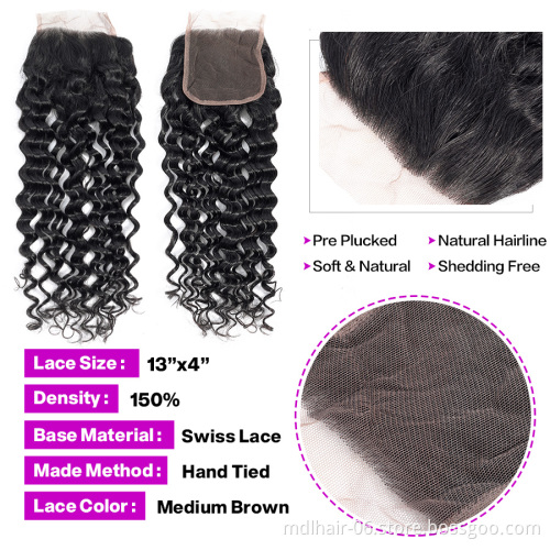 Wholesale Water Wave Bundles With Closure Brazilian Hair Weave Bundles With Closure Remy Human Hair 3 Bundles With Closure